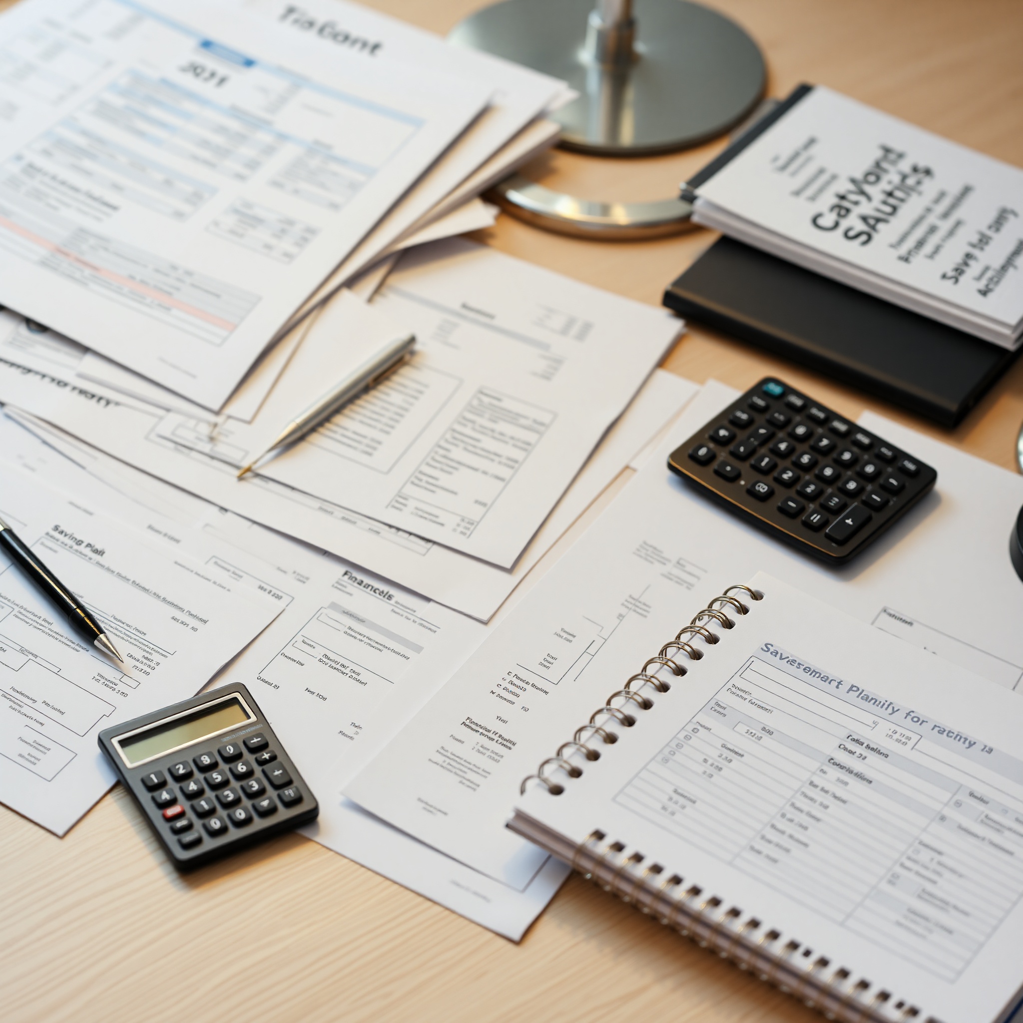 Person organizing financial documents and emergency fund savings in organized binder system